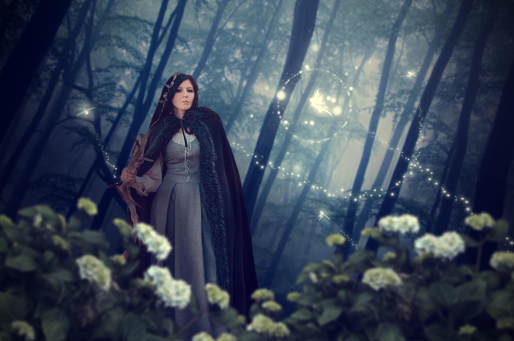 Sorceress Photomontage In The Forest